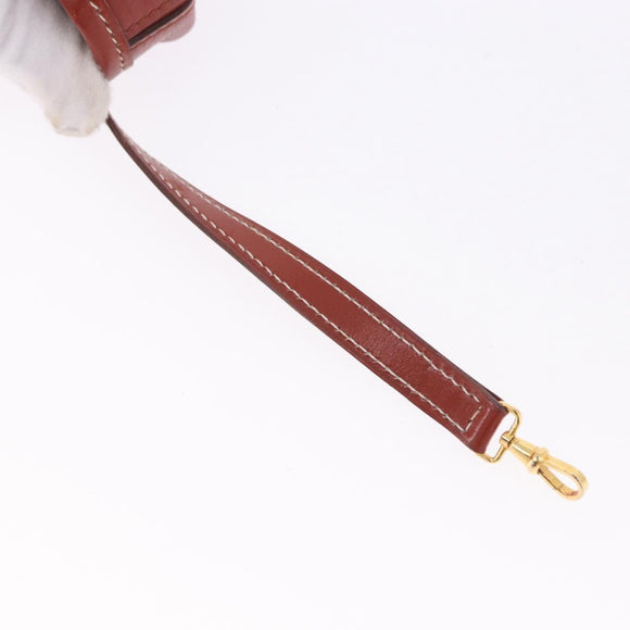 HERMES Sako Shoulder Bag Leather Brown Gold Auth 195752M