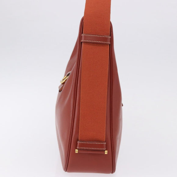 HERMES Sako Shoulder Bag Leather Brown Gold Auth 195752M