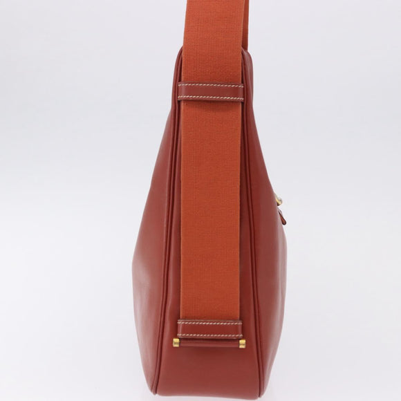 HERMES Sako Shoulder Bag Leather Brown Gold Auth 195752M
