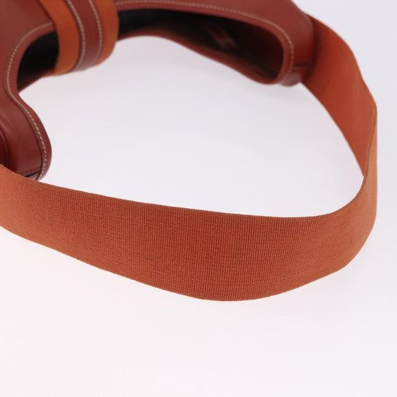 HERMES Sako Shoulder Bag Leather Brown Gold Auth 195752M