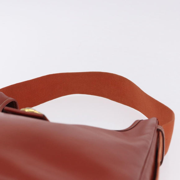 HERMES Sako Shoulder Bag Leather Brown Gold Auth 195752M