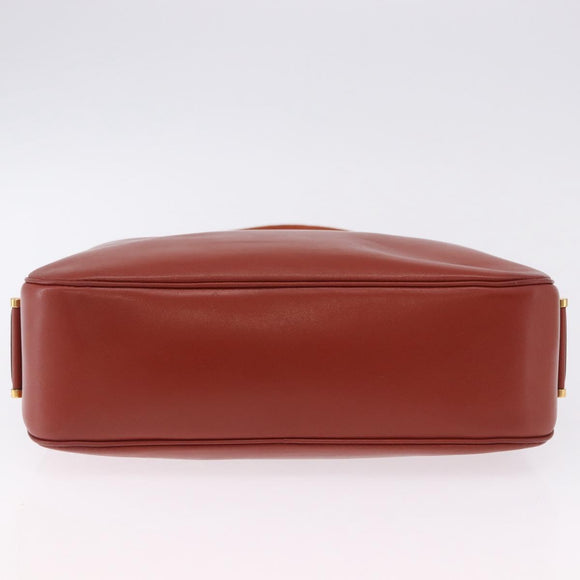 HERMES Sako Shoulder Bag Leather Brown Gold Auth 195752M