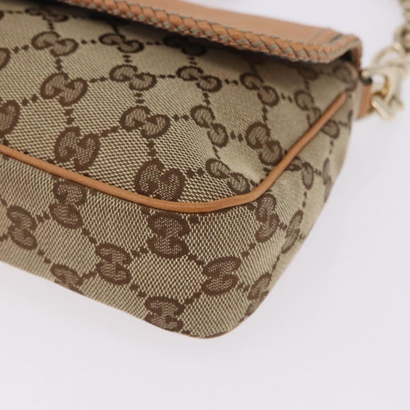 GUCCI GG Canvas Chain Shoulder Bag Beige Gold 257032 Auth 195753V
