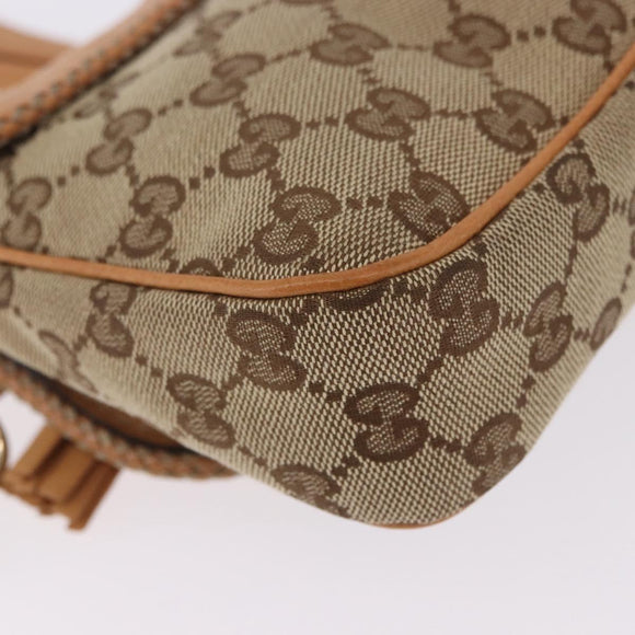 GUCCI GG Canvas Chain Shoulder Bag Beige Gold 257032 Auth 195753V
