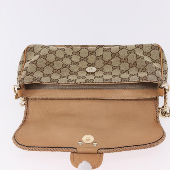 GUCCI GG Canvas Chain Shoulder Bag Beige Gold 257032 Auth 195753V