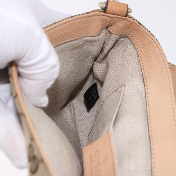 GUCCI GG Canvas Chain Shoulder Bag Beige Gold 257032 Auth 195753V