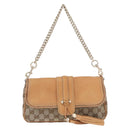 GUCCI GG Canvas Chain Shoulder Bag Beige Gold 257032 Auth 195753V-13
