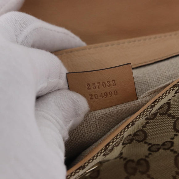 GUCCI GG Canvas Chain Shoulder Bag Beige Gold 257032 Auth 195753V