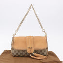 GUCCI GG Canvas Chain Shoulder Bag Beige Gold 257032 Auth 195753V-12