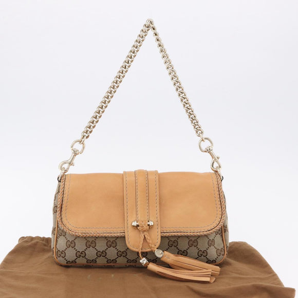 GUCCI GG Canvas Chain Shoulder Bag Beige Gold 257032 Auth 195753V