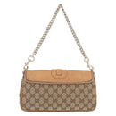 GUCCI GG Canvas Chain Shoulder Bag Beige Gold 257032 Auth 195753V-2