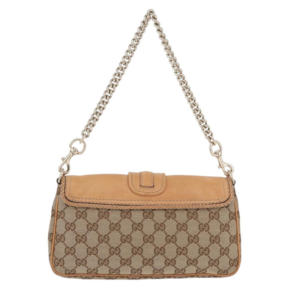 GUCCI GG Canvas Chain Shoulder Bag Beige Gold 257032 Auth 195753V