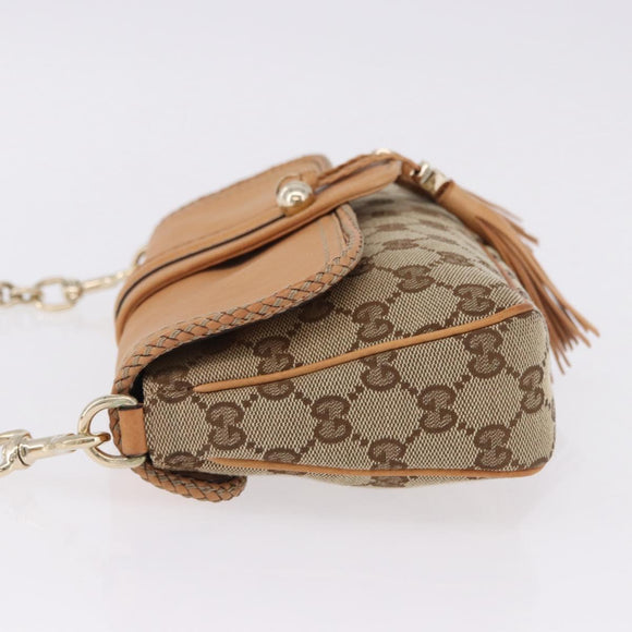 GUCCI GG Canvas Chain Shoulder Bag Beige Gold 257032 Auth 195753V