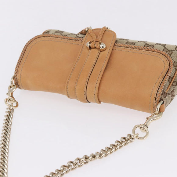 GUCCI GG Canvas Chain Shoulder Bag Beige Gold 257032 Auth 195753V