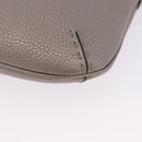 FENDI Celeria Shoulder Bag Leather Silver Auth 195754V-11