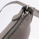 FENDI Celeria Shoulder Bag Leather Silver Auth 195754V-14