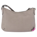 FENDI Celeria Shoulder Bag Leather Silver Auth 195754V-3