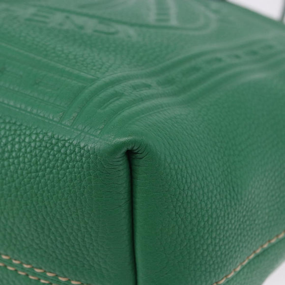 FENDI Tote Bag Leather Green Gold Silver Auth 195755V