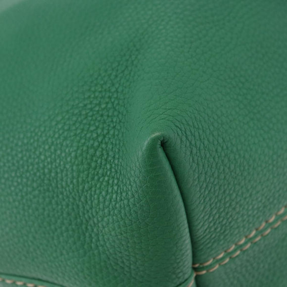 FENDI Tote Bag Leather Green Gold Silver Auth 195755V