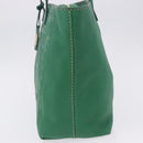FENDI Tote Bag Leather Green Gold Silver Auth 195755V-4
