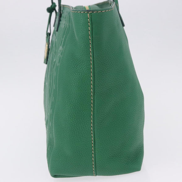 FENDI Tote Bag Leather Green Gold Silver Auth 195755V