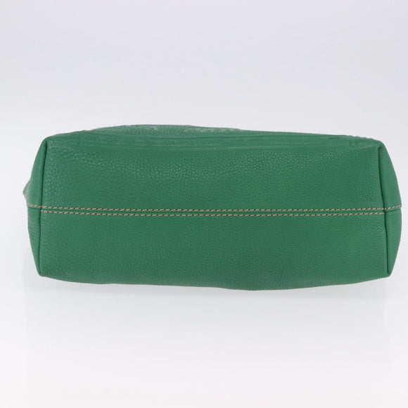 FENDI Tote Bag Leather Green Gold Silver Auth 195755V