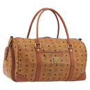MCM Vicetos Boston Bag PVC Leather Brown Gold Tone Auth 195757-1