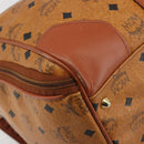 MCM Vicetos Boston Bag PVC Leather Brown Gold Tone Auth 195757-14
