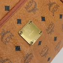 MCM Vicetos Boston Bag PVC Leather Brown Gold Tone Auth 195757-12