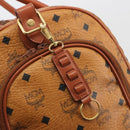 MCM Vicetos Boston Bag PVC Leather Brown Gold Tone Auth 195757-17