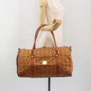 MCM Vicetos Boston Bag PVC Leather Brown Gold Tone Auth 195757-21