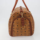MCM Vicetos Boston Bag PVC Leather Brown Gold Tone Auth 195757-3