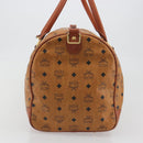 MCM Vicetos Boston Bag PVC Leather Brown Gold Tone Auth 195757-4