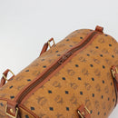 MCM Vicetos Boston Bag PVC Leather Brown Gold Tone Auth 195757-6