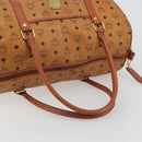 MCM Vicetos Boston Bag PVC Leather Brown Gold Tone Auth 195757-7