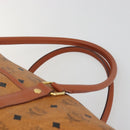 MCM Vicetos Boston Bag PVC Leather Brown Gold Tone Auth 195757-8