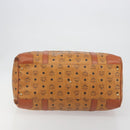 MCM Vicetos Boston Bag PVC Leather Brown Gold Tone Auth 195757-5