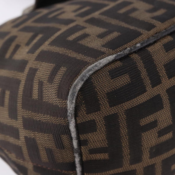FENDI Zucca Canvas Hand Bag Brown Silver Auth 195759