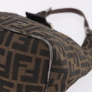 FENDI Zucca Canvas Hand Bag Brown Silver Auth 195759-14