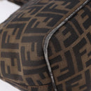 FENDI Zucca Canvas Hand Bag Brown Silver Auth 195759-15