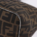 FENDI Zucca Canvas Hand Bag Brown Silver Auth 195759-16