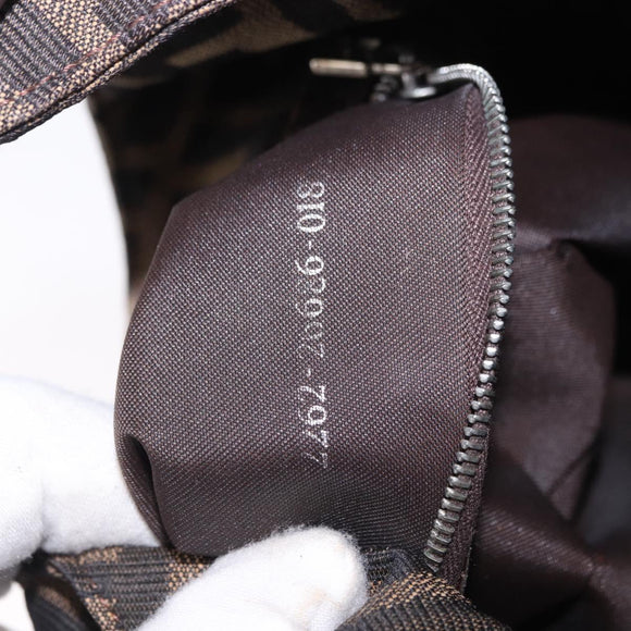 FENDI Zucca Canvas Hand Bag Brown Silver Auth 195759