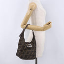 FENDI Zucca Canvas Hand Bag Brown Silver Auth 195759-24