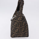 FENDI Zucca Canvas Hand Bag Brown Silver Auth 195759-3
