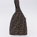 FENDI Zucca Canvas Hand Bag Brown Silver Auth 195759-4