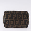 FENDI Zucca Canvas Hand Bag Brown Silver Auth 195759-5