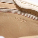 LOEWE Anagram Shoulder Bag Suede Beige Gold Tone Auth 195760V-18