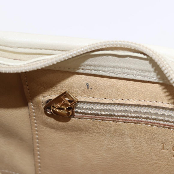 LOEWE Anagram Shoulder Bag Suede Beige Gold Tone Auth 195760V