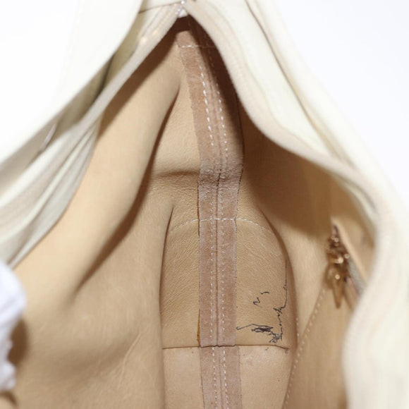 LOEWE Anagram Shoulder Bag Suede Beige Gold Tone Auth 195760V