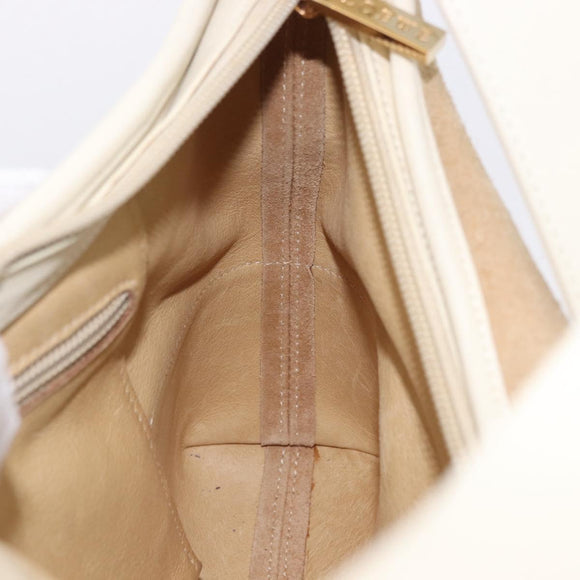 LOEWE Anagram Shoulder Bag Suede Beige Gold Tone Auth 195760V